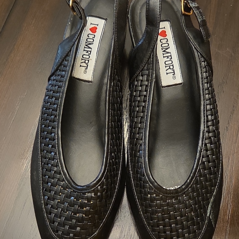 Comfort Black Woven Wedge Loafers for Women